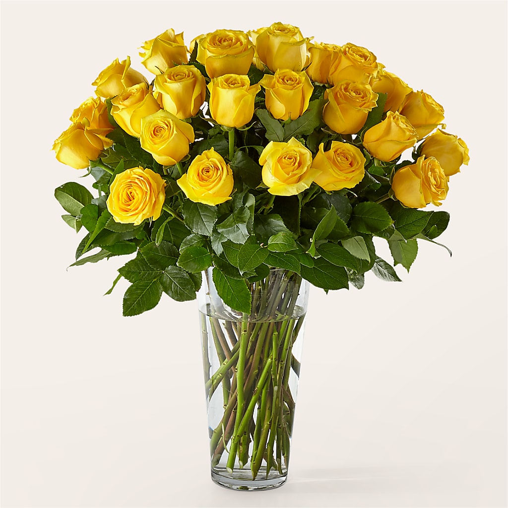 Long Stem Yellow Rose Bouquet – BRICK HOUSE FLORIST & GIFTS, Staunton IL