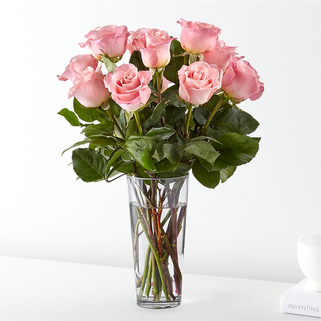 Long Stem Pink Rose Bouquet – BRICK HOUSE FLORIST & GIFTS, Staunton IL