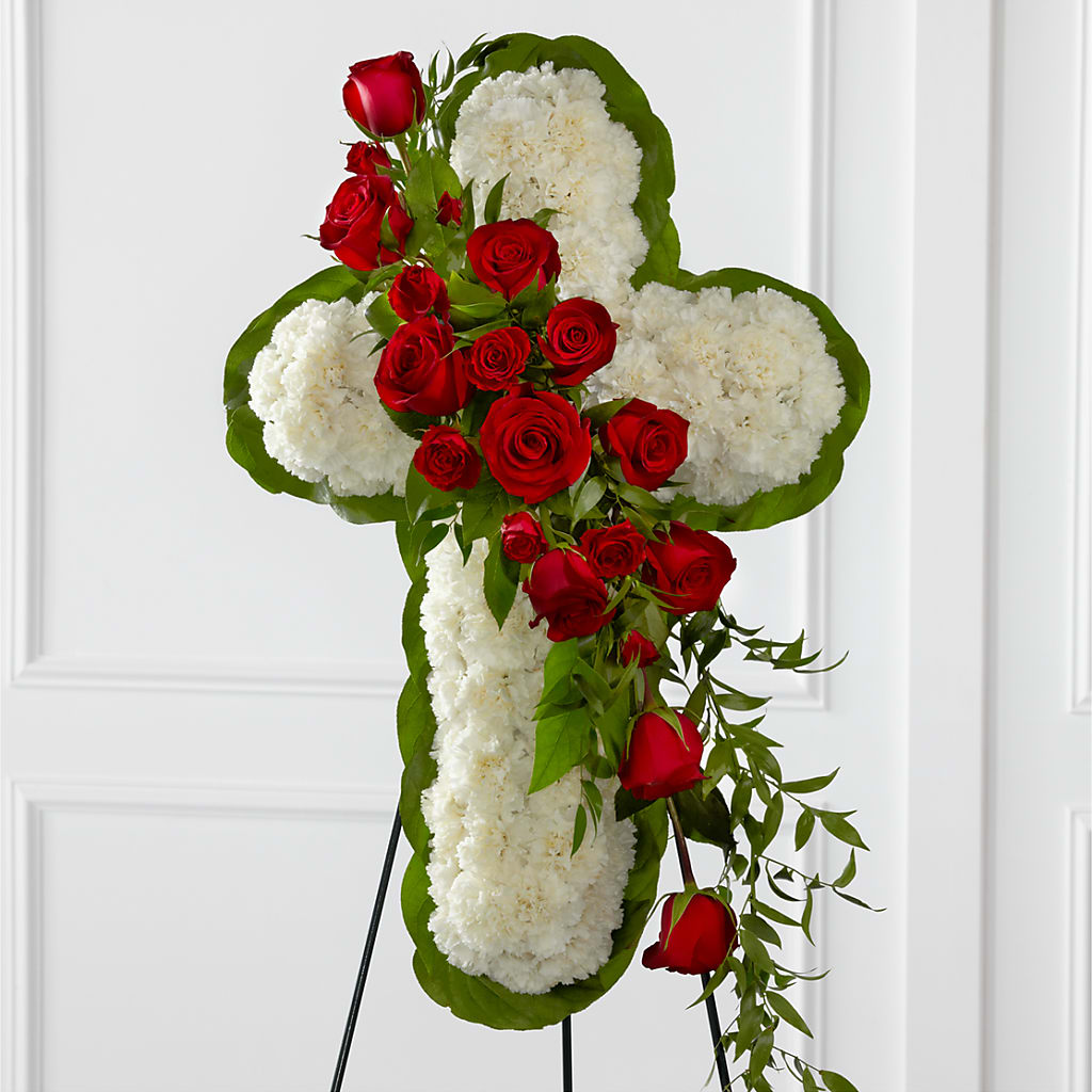 Floral Cross Easel – BRICK HOUSE FLORIST & GIFTS, Staunton IL