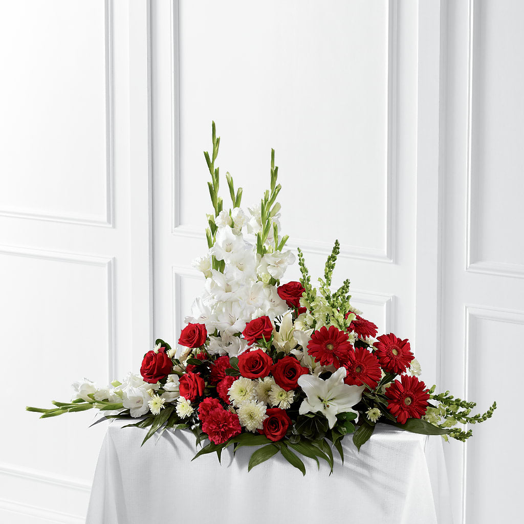 Crimson & White Arrangement – BRICK HOUSE FLORIST & GIFTS, Staunton IL