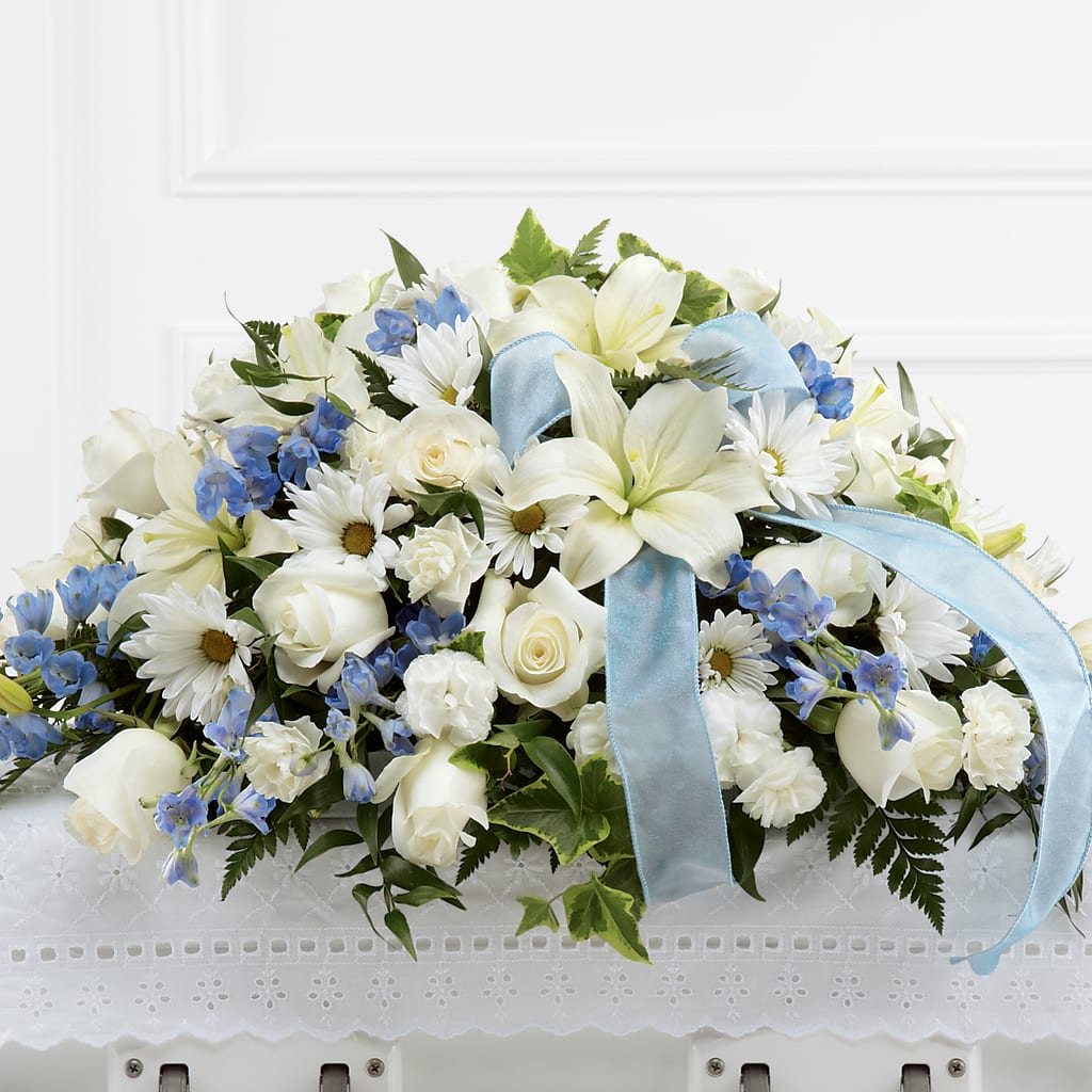 Tender Treasure Casket Spray – BRICK HOUSE FLORIST & GIFTS, Staunton IL