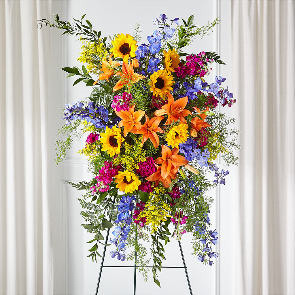 Sunlit Memories Standing Spray (Standard) – BRICK HOUSE FLORIST & GIFTS, Staunton IL
