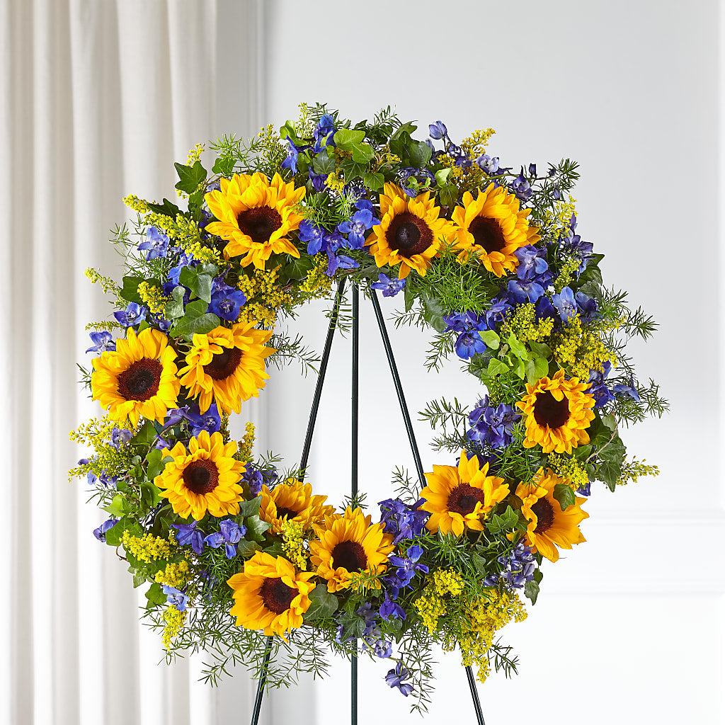 Bright Rays Wreath – BRICK HOUSE FLORIST & GIFTS, Staunton IL