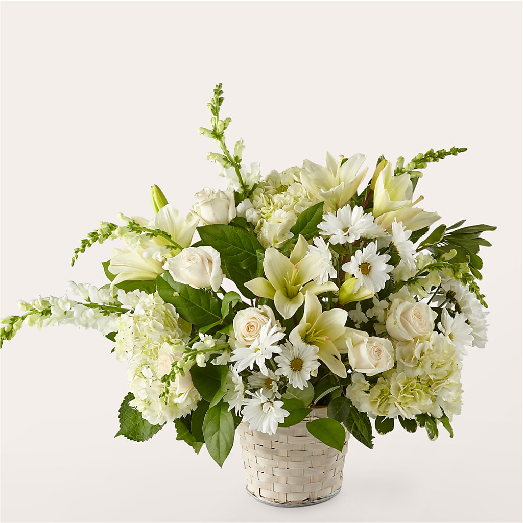 Ivory Elegance Floral Basket – BRICK HOUSE FLORIST & GIFTS, Staunton IL