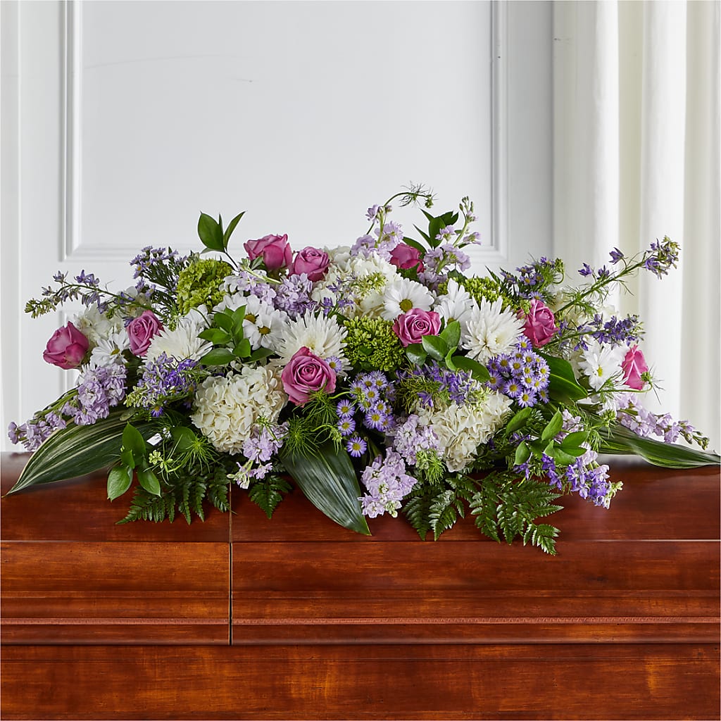 Meadows of Serenity Casket Spray – BRICK HOUSE FLORIST & GIFTS, Staunton IL