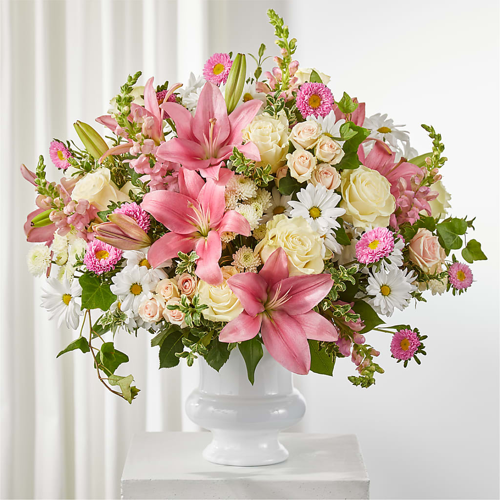 Empathetic Blooms Urn Arrangement – BRICK HOUSE FLORIST & GIFTS, Staunton IL