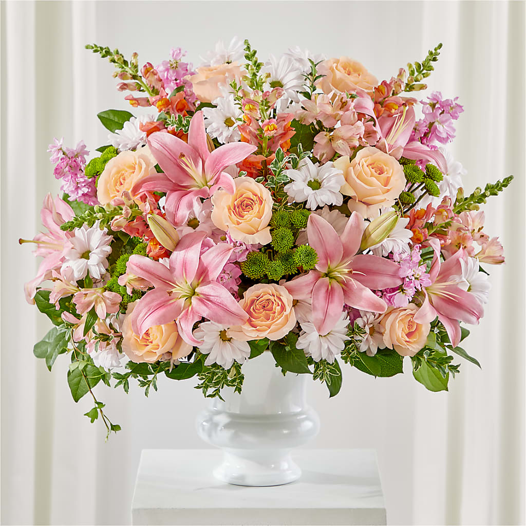 Heartfelt Gesture Urn Arrangement – BRICK HOUSE FLORIST & GIFTS, Staunton IL