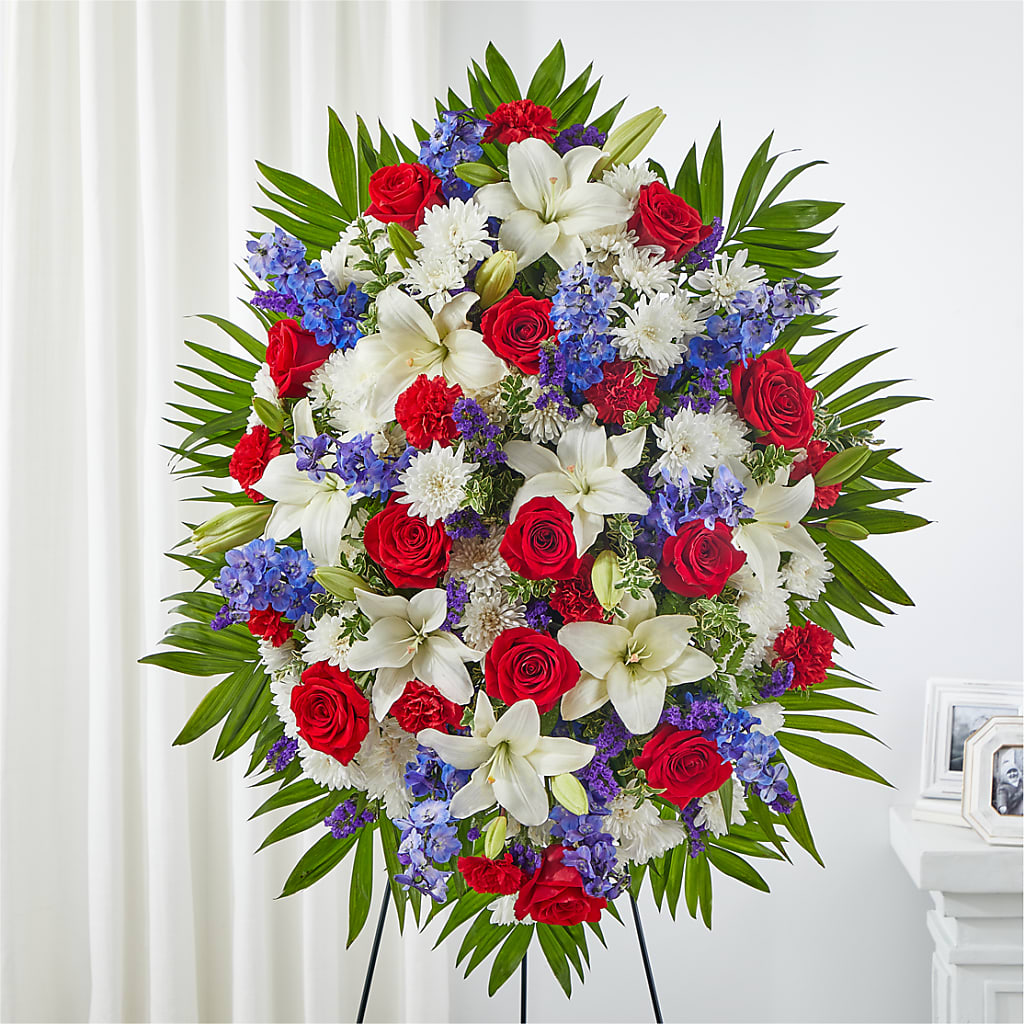 Cherished Service Standing Spray – BRICK HOUSE FLORIST & GIFTS, Staunton IL