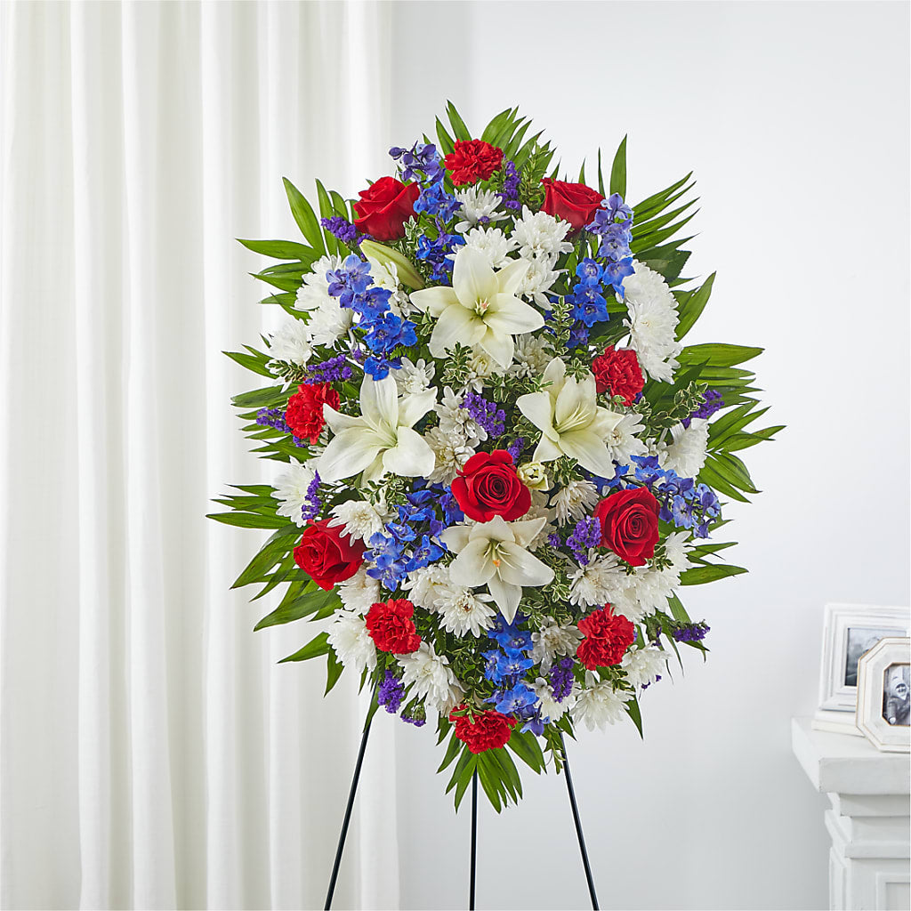 Cherished Service Standing Spray – BRICK HOUSE FLORIST & GIFTS, Staunton IL