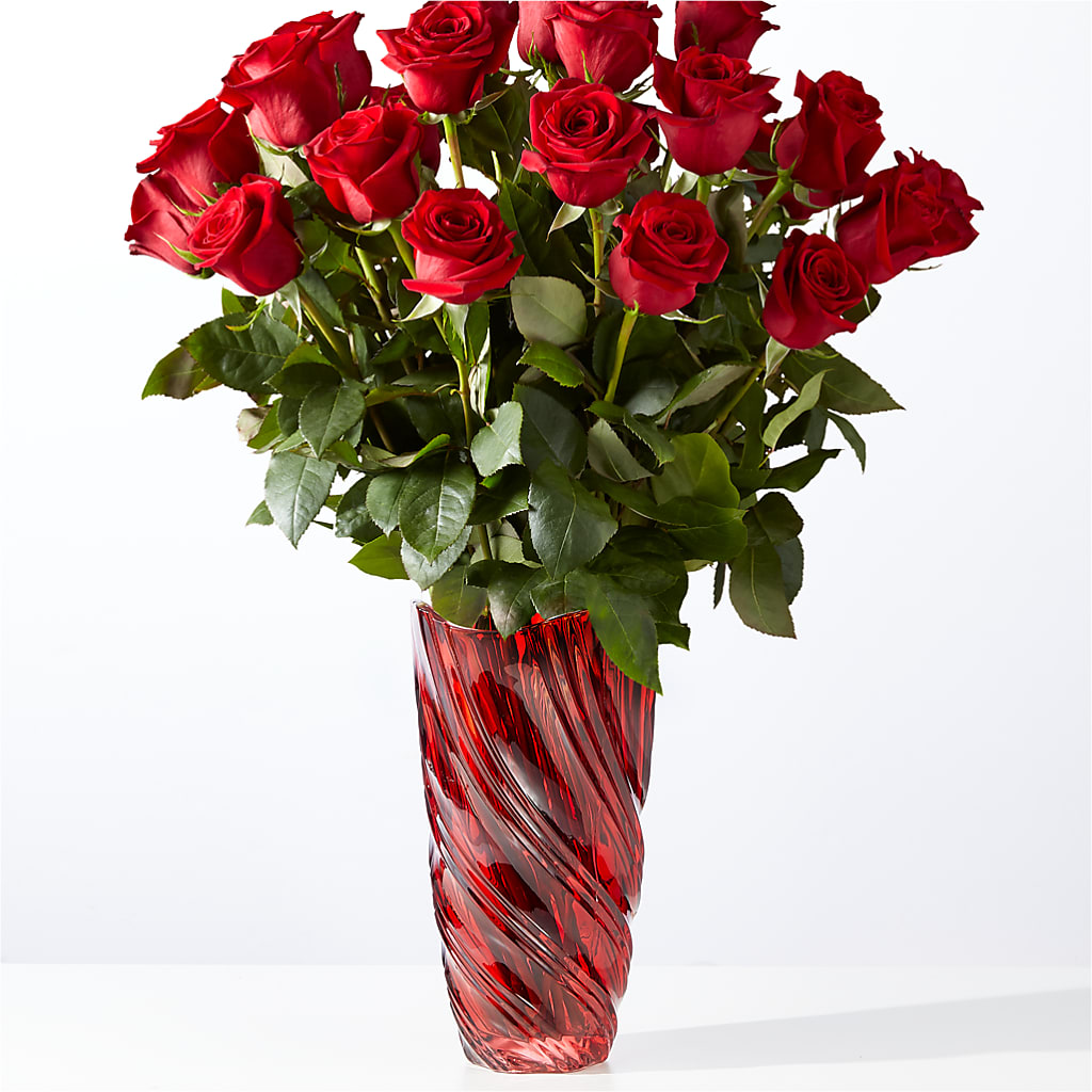 Classic Love Red Rose Bouquet with Luxe Swirl Vase – BRICK HOUSE FLORIST & GIFTS, Staunton IL