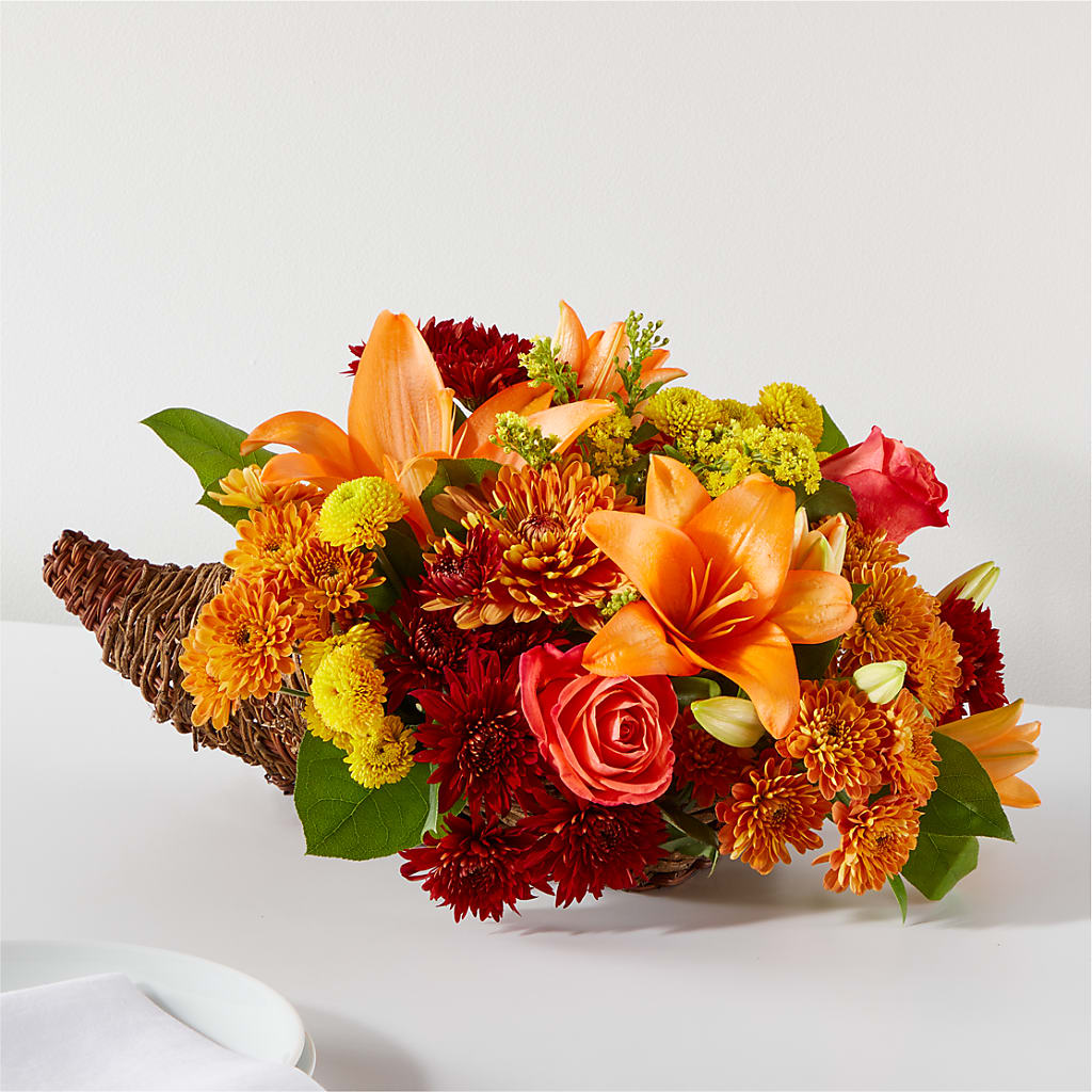 Bouquet of Blessings Cornucopia – BRICK HOUSE FLORIST & GIFTS, Staunton IL