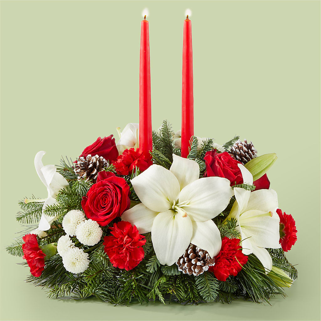 Seasonal Festivities Centerpiece – BRICK HOUSE FLORIST & GIFTS, Staunton IL