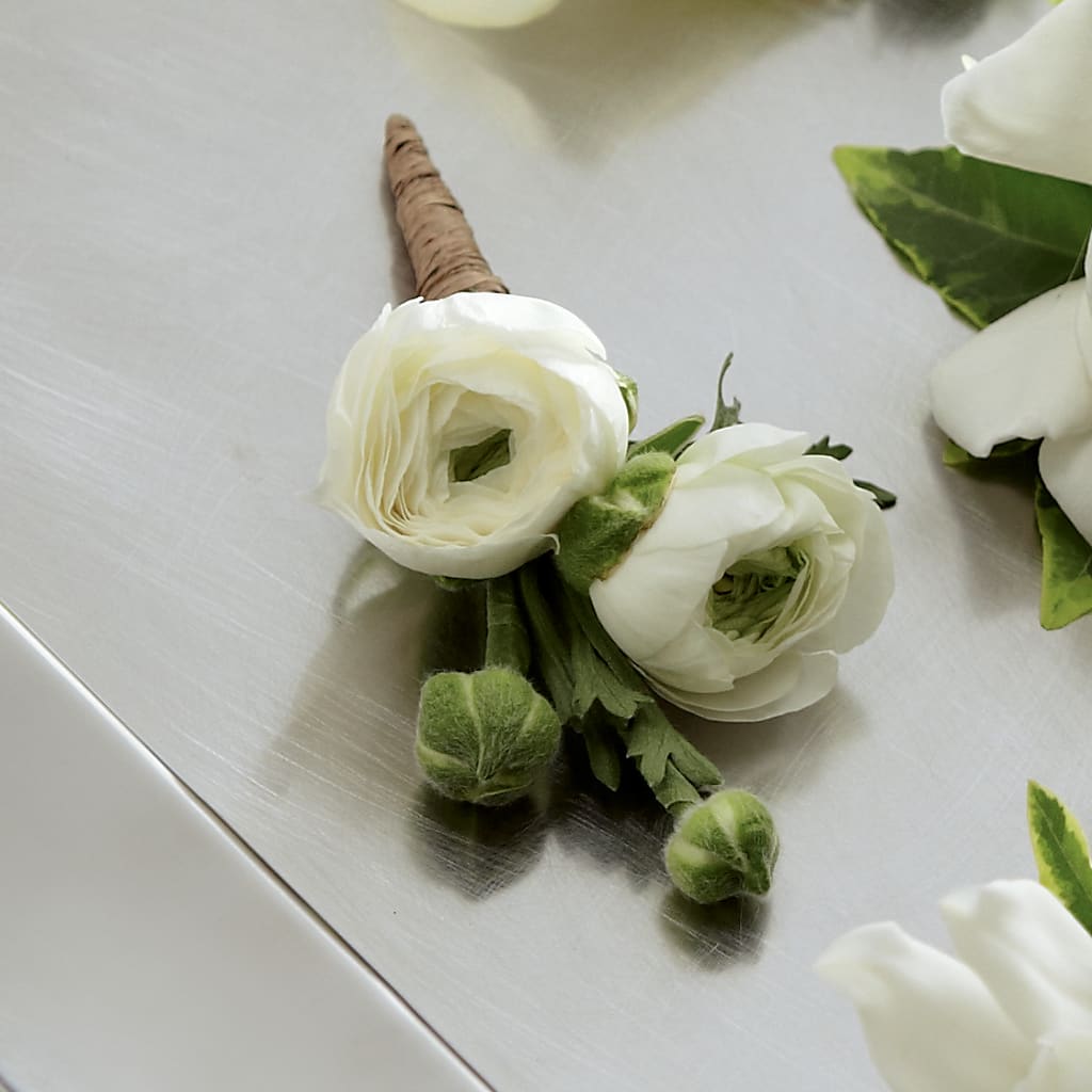 White Ranunculus Boutonniere – BRICK HOUSE FLORIST & GIFTS, Staunton IL