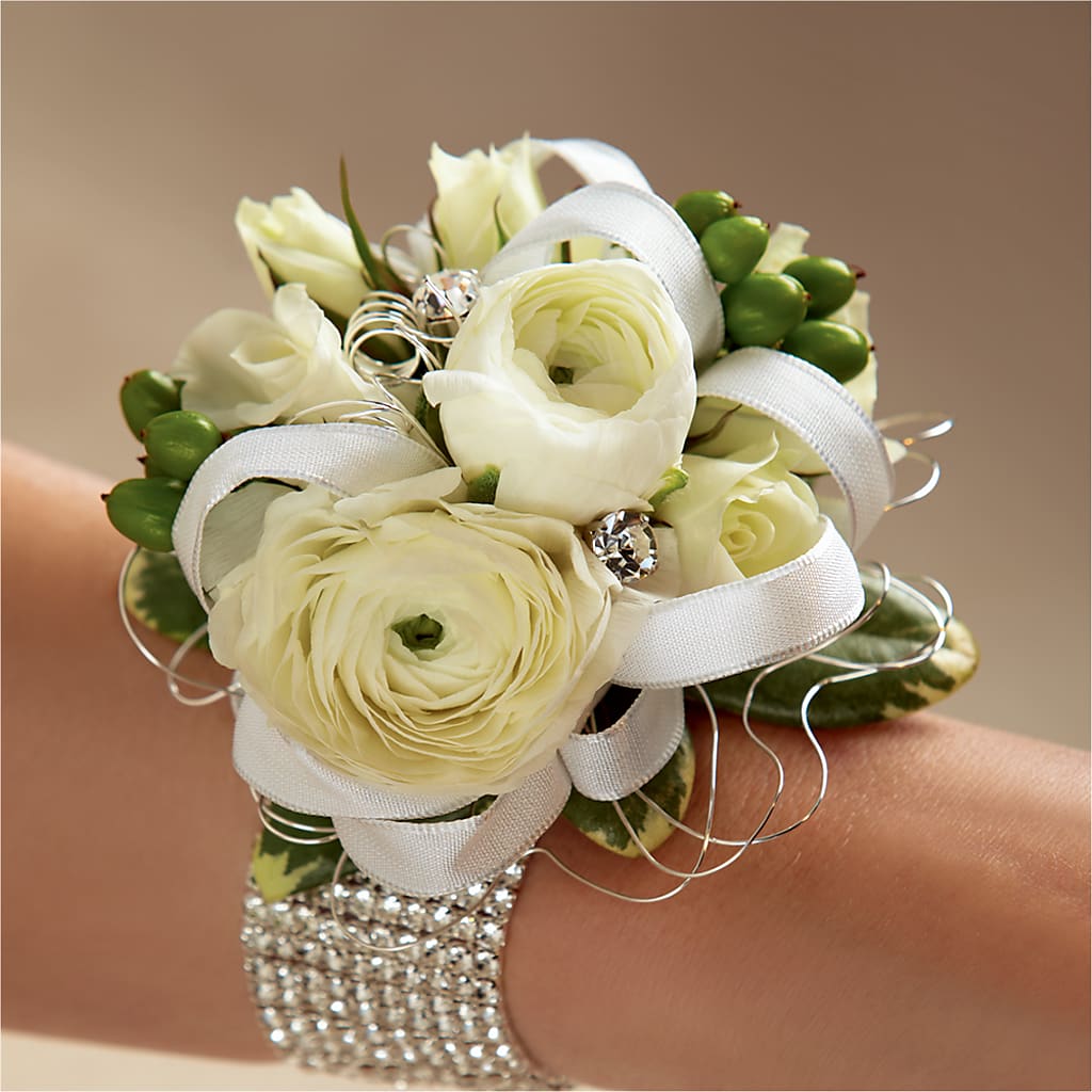 White Wedding Corsage – BRICK HOUSE FLORIST & GIFTS, Staunton IL