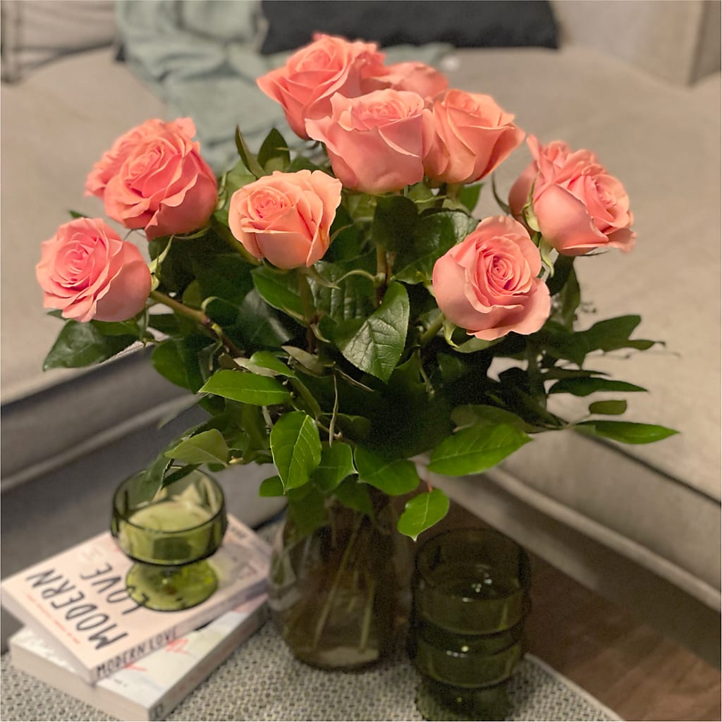 Long Stem Pink Rose Bouquet – BRICK HOUSE FLORIST & GIFTS, Staunton IL
