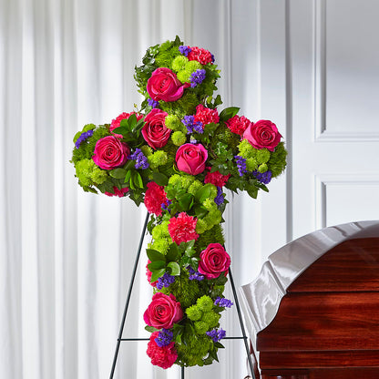 Tribute Rose Floral Cross – BRICK HOUSE FLORIST & GIFTS, Staunton IL