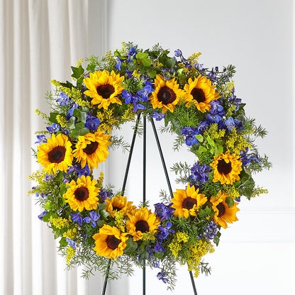 Bright Rays Wreath – BRICK HOUSE FLORIST & GIFTS, Staunton IL