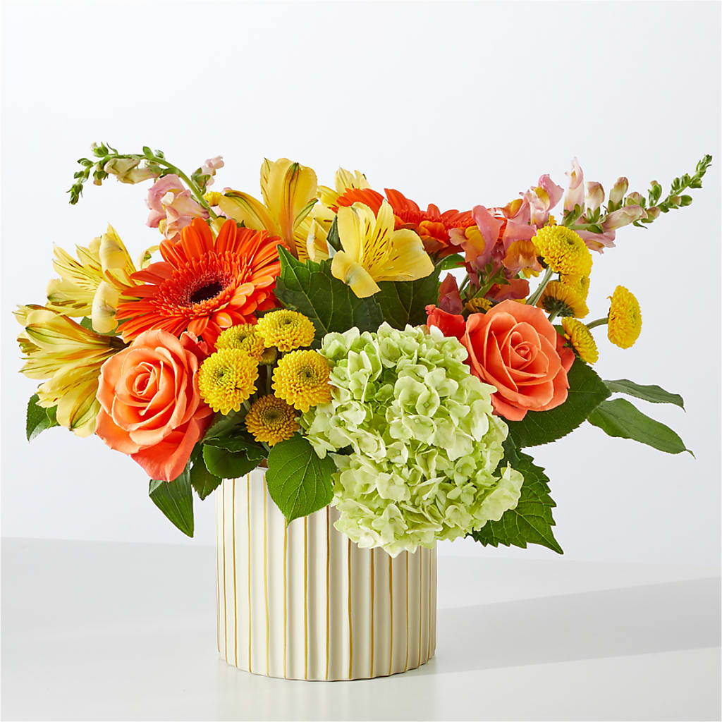 Autumn Sunshine Bouquet with Ivory Vase – BRICK HOUSE FLORIST & GIFTS, Staunton IL