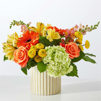 Autumn Sunshine Bouquet with Ivory Vase – BRICK HOUSE FLORIST & GIFTS, Staunton IL