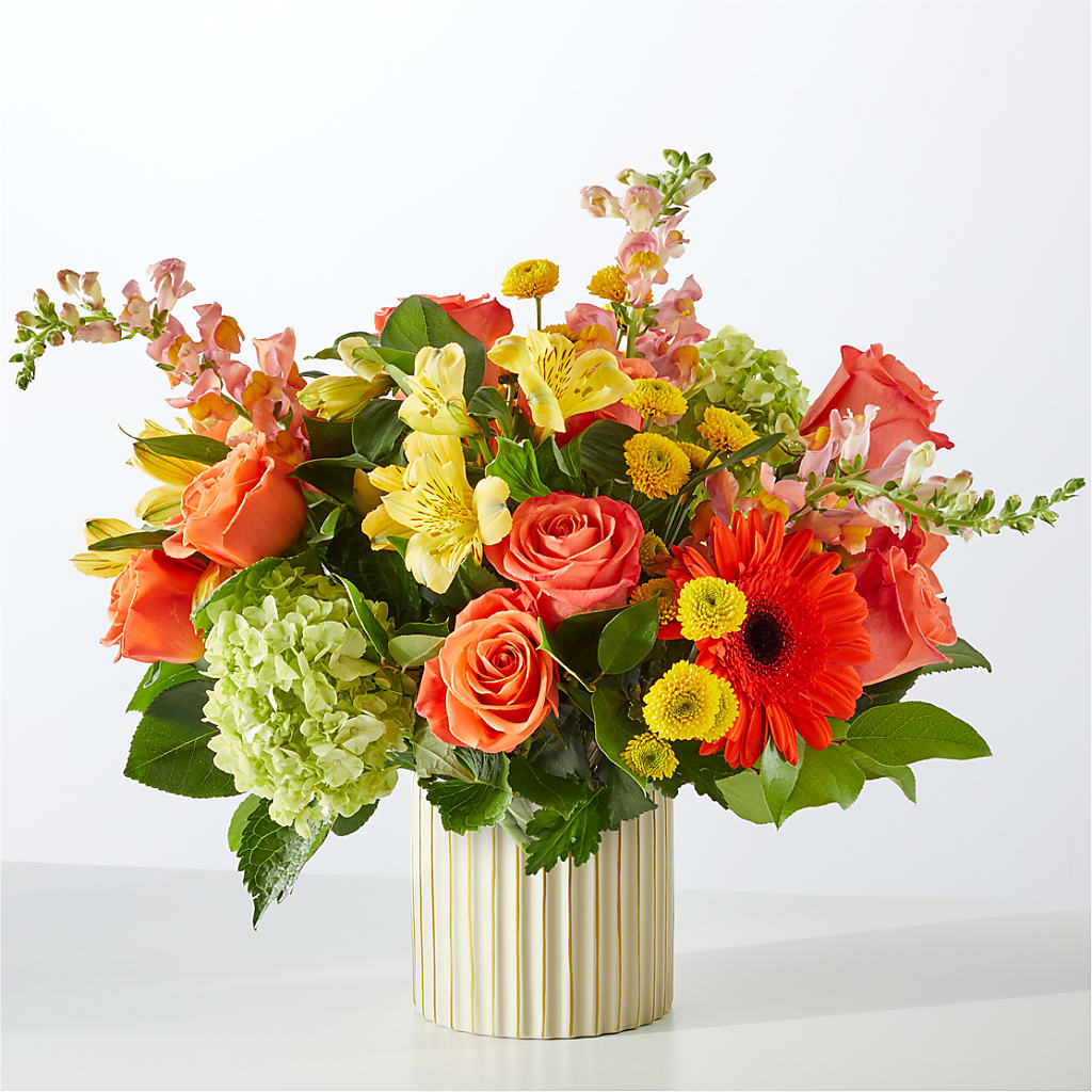 Autumn Sunshine Bouquet with Ivory Vase – BRICK HOUSE FLORIST & GIFTS, Staunton IL