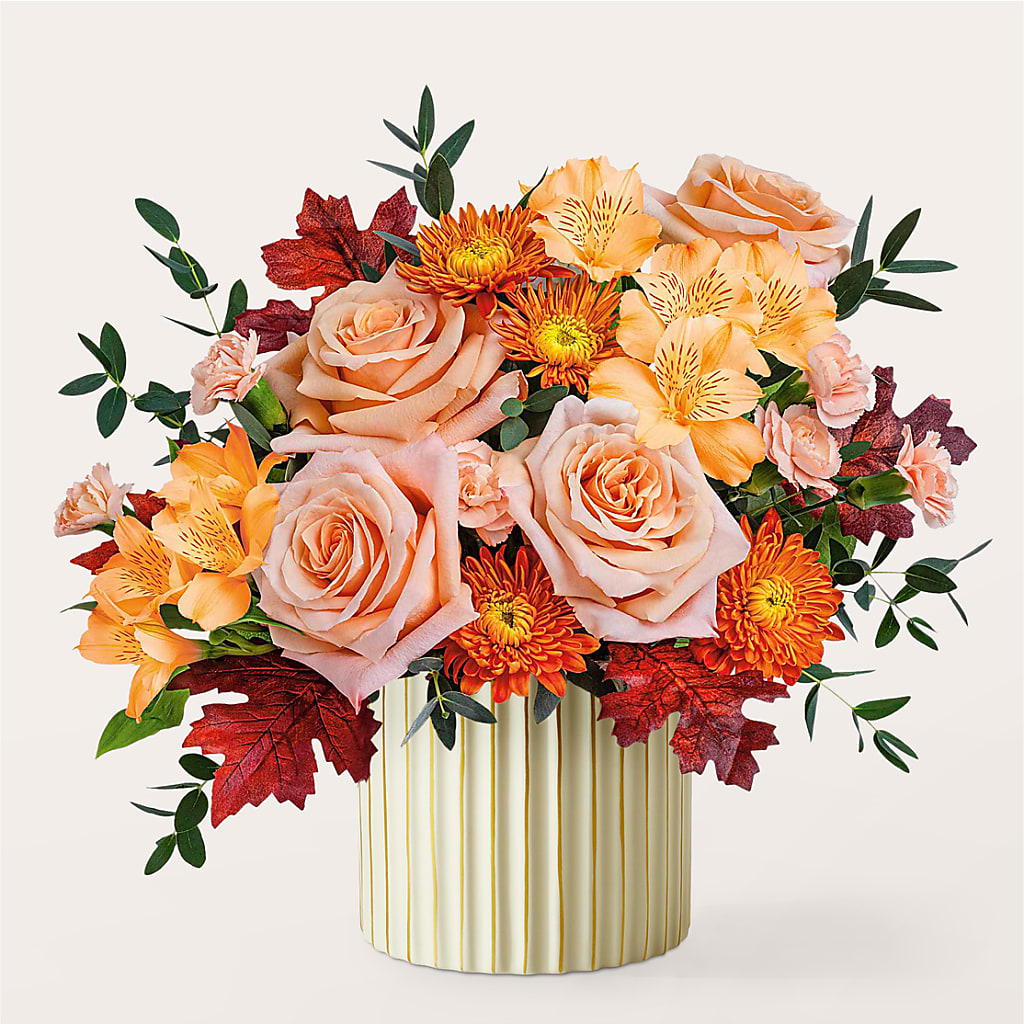 Spiced Latte Bouquet with Ivory Vase – BRICK HOUSE FLORIST & GIFTS, Staunton IL