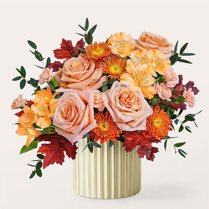 Spiced Latte Bouquet with Ivory Vase – BRICK HOUSE FLORIST & GIFTS, Staunton IL