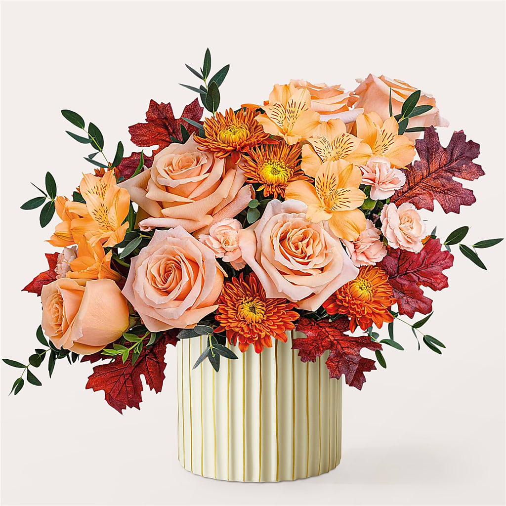 Spiced Latte Bouquet with Ivory Vase – BRICK HOUSE FLORIST & GIFTS, Staunton IL