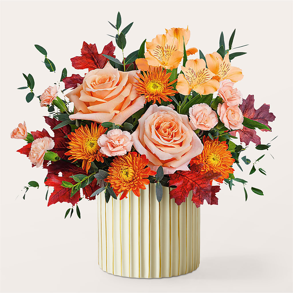 Spiced Latte Bouquet with Ivory Vase – BRICK HOUSE FLORIST & GIFTS, Staunton IL