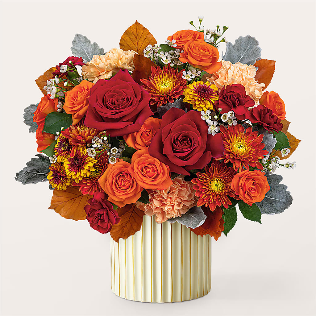 Merlot Bouquet with Ivory Vase – BRICK HOUSE FLORIST & GIFTS, Staunton IL