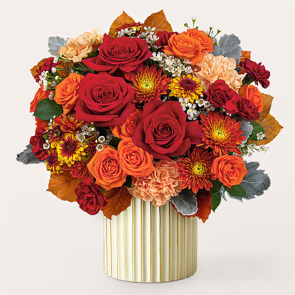 Merlot Bouquet with Ivory Vase – BRICK HOUSE FLORIST & GIFTS, Staunton IL