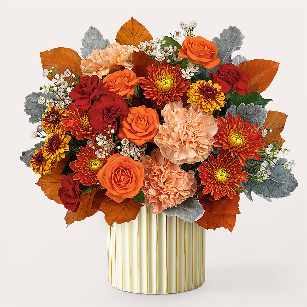 Merlot Bouquet with Ivory Vase – BRICK HOUSE FLORIST & GIFTS, Staunton IL