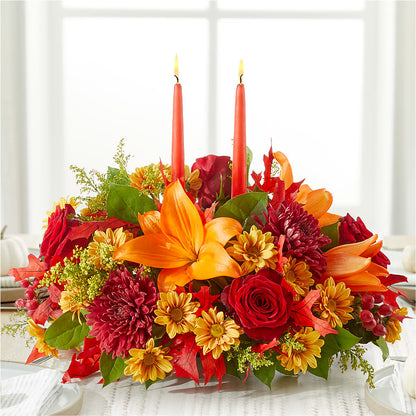 Autumn's Embrace Centerpiece – BRICK HOUSE FLORIST & GIFTS, Staunton IL