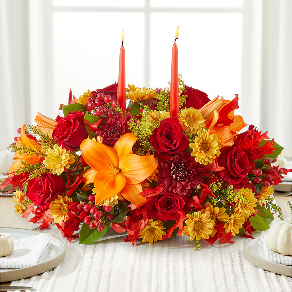 Autumn's Embrace Centerpiece – BRICK HOUSE FLORIST & GIFTS, Staunton IL